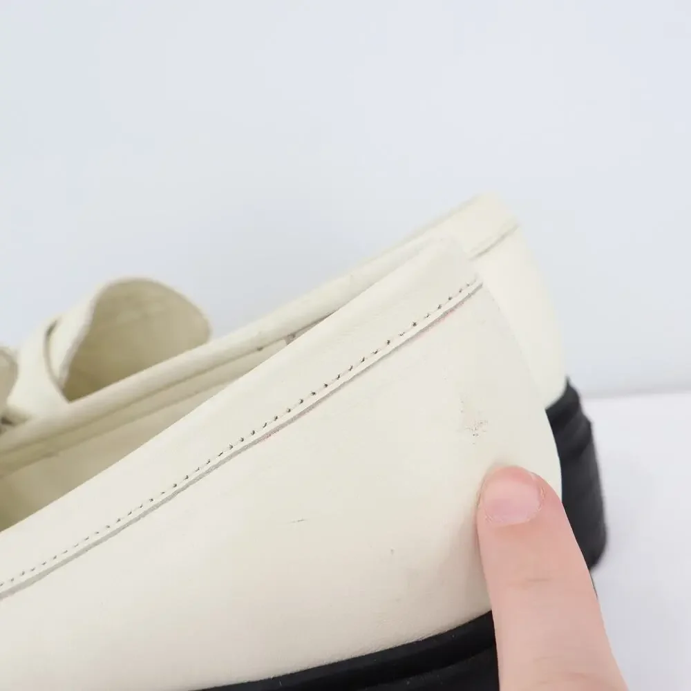 Quince Italian Leather Lug Sole Loafer Bone Size 6
